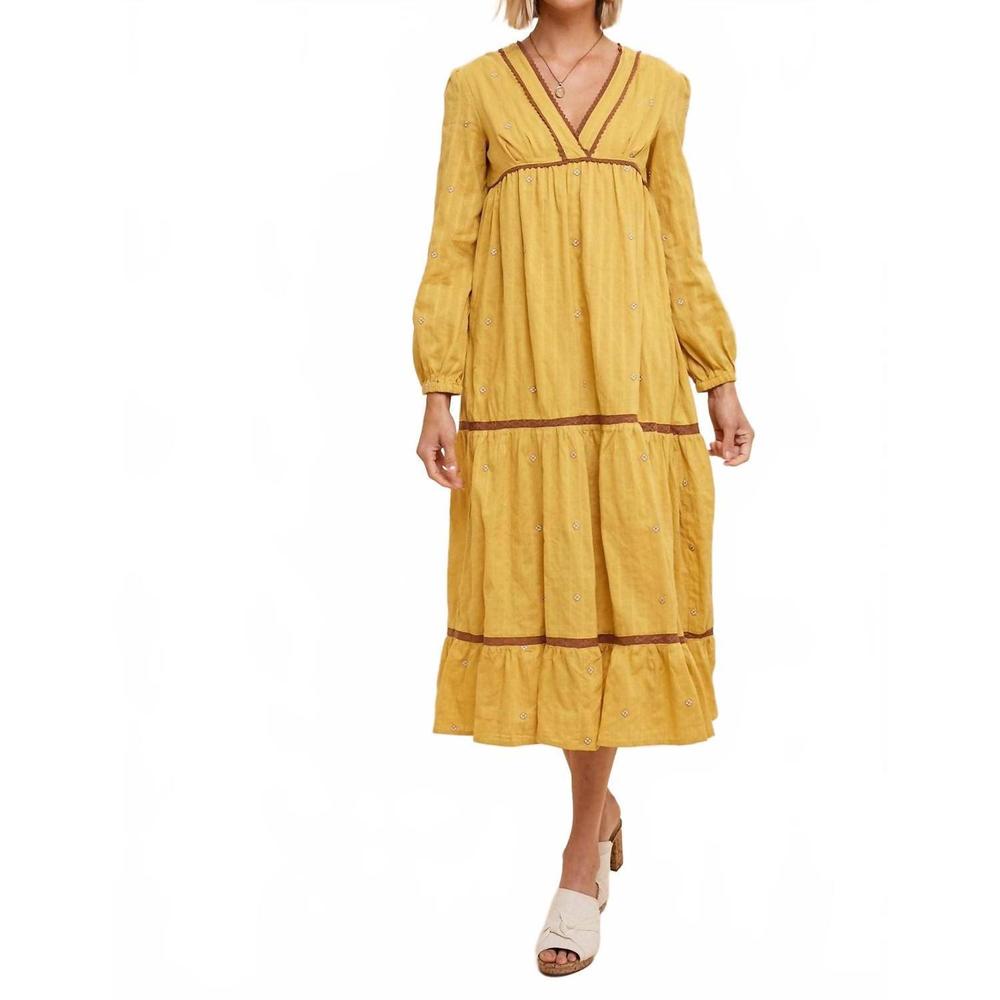 NEW IN-LOOM giselle midi dress in golden rod